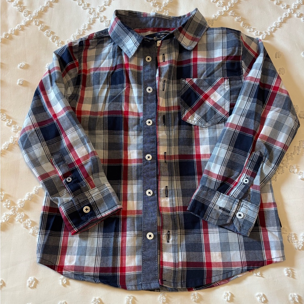 Ben Sherman Kids Plaid Shirt - Navy, Red, and White